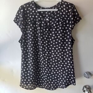 Papermoon Black and White Cap Sleeve Women's XL Blouse